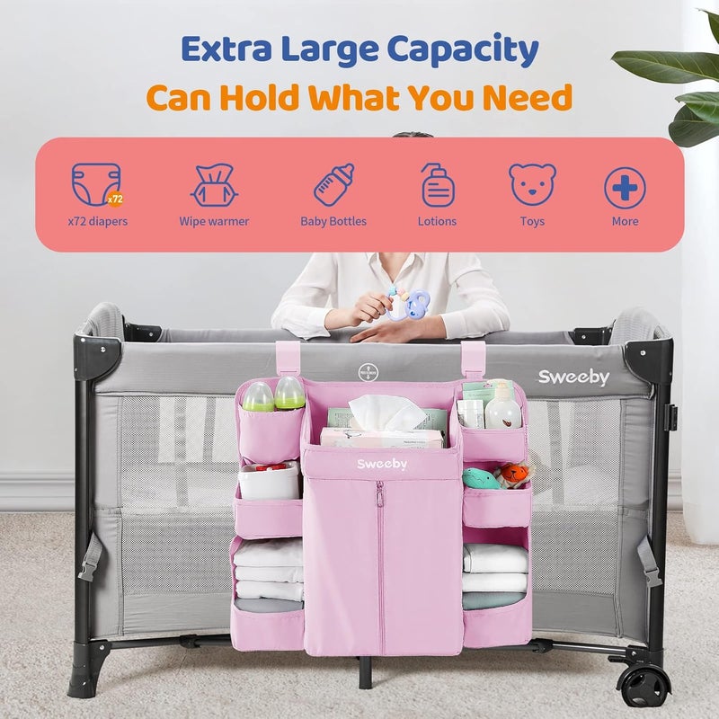 Sweeby Diaper Organizer for Changing Table and Crib - Nursery Diaper Stacker Hanging Caddy for Baby Essentials - Image 2